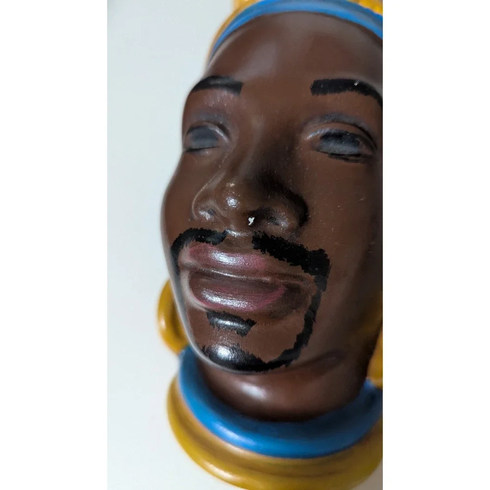 Mid-Century Modern African Bust Statuettes, Plaster Wall Hangings Atlantic Molds